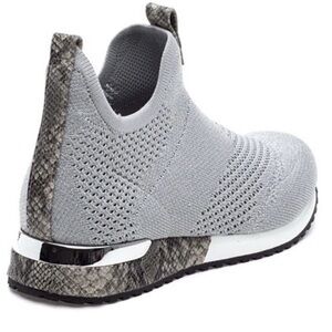 URBAN SPORTS by J/SLIDES Orion Metallic Silver Sock Sneakers NEW